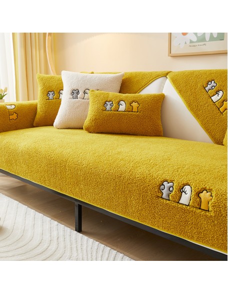 Cat Paw Embroidered Sofa Towel, Cartoon Cute Sofa Cover Blanket